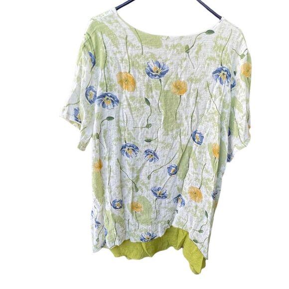 Serengeti size 2X floral fairy core layered asymmetrical hem flowy tunic - Picture 2 of 9